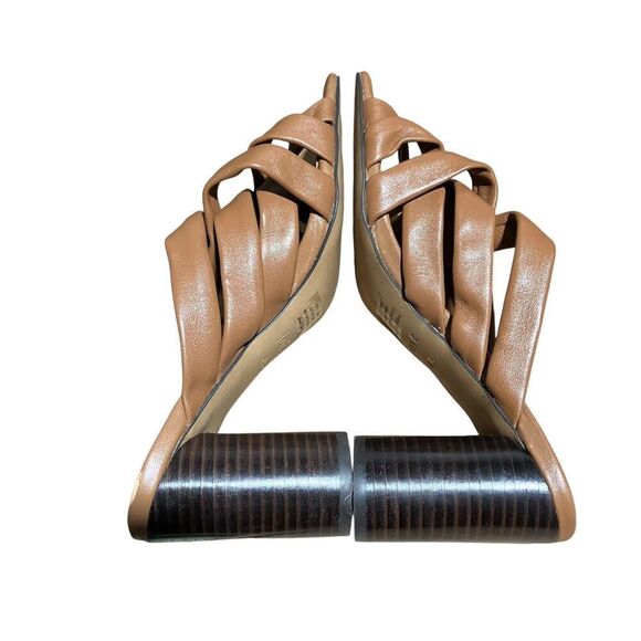 JOIE Sandals WMNS 6.5 Brown Leather Luz Crisscross Heels Block Open Toe Slip On - Picture 5 of 8